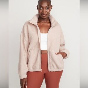 Old Navy Fleece Zip Up Jacket Large Cream